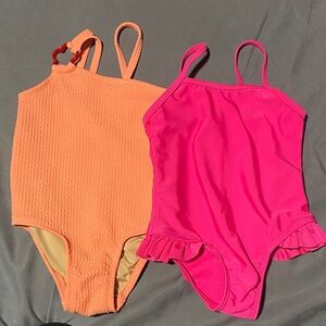 Kids toddler One Piece Swimsuit Set - Pink and Orange